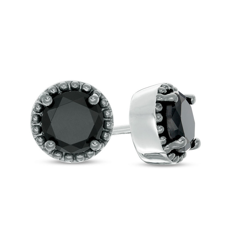 EFFY Collection EFFY® Men's Black Sapphire Stud Earrings (5/8 ct. t.w.) in  Sterling Silver - Macy's