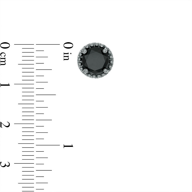 Main Image 2 of 7.0mm Lab-Created Black Sapphire Bead Frame Stud Earrings in Sterling Silver