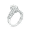Thumbnail Image 2 of Oval Lab-Created White Sapphire Frame Vine Bridal Set in Sterling Silver