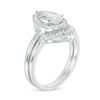 Thumbnail Image 2 of Pear-Shaped Lab-Created White Sapphire and 0.116 CT. T.W. Diamond Frame Bridal Set in Sterling Silver