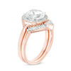 Thumbnail Image 1 of 8.0mm Lab-Created White Sapphire Bridal Set in Sterling Silver with 14K Rose Gold Plate
