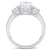 Thumbnail Image 3 of Oval Lab-Created White Sapphire and 0.07 CT. T.W. Diamond Three Stone Engagement Ring in 10K White Gold