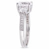 Thumbnail Image 2 of Lab-Created White Sapphire and 0.07 CT. T.W. Diamond Three Stone Engagement Ring in 10K White Gold