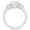 Thumbnail Image 3 of Lab-Created White Sapphire and 0.07 CT. T.W. Diamond Three Stone Engagement Ring in 10K White Gold