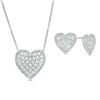 Thumbnail Image 1 of 0.09 CT. T.W. Composite Diamond Heart Pendant and Stud Earrings Set in Sterling Silver