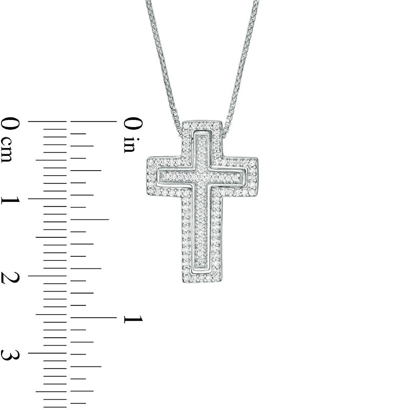 Convertibilities 0.29 CT. T.W. Diamond Cross Three-in-One Pendant in Sterling Silver