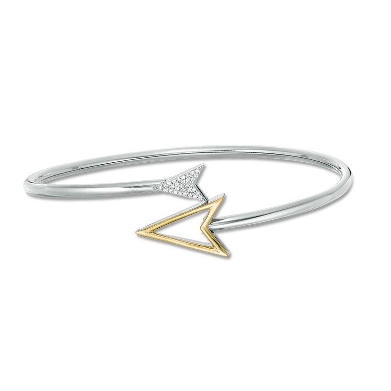 Main Image 2 of Convertibilities 0.068 CT. T.W. Diamond Arrow Flex Two-in-One Bangle in Sterling Silver and 10K Gold