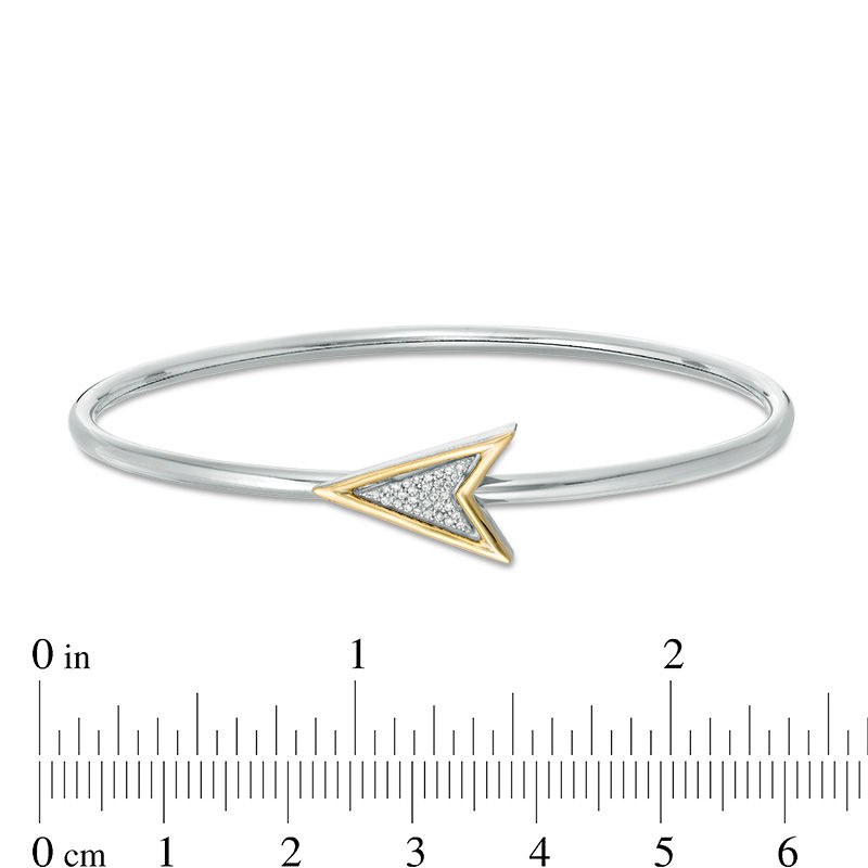 Convertibilities 0.068 CT. T.W. Diamond Arrow Flex Two-in-One Bangle in Sterling Silver and 10K Gold