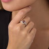 Thumbnail Image 3 of Oval Garnet and Lab-Created White Sapphire Frame Vintage-Style Ring in Sterling Silver