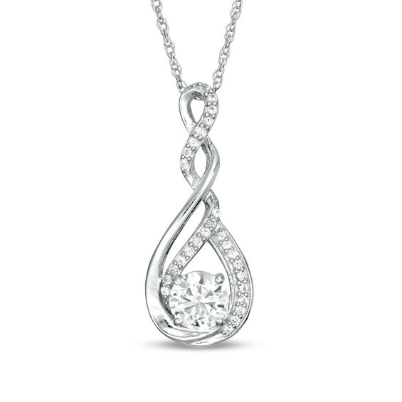 6.0mm Lab-Created White Sapphire Twist Infinity Pendant in Sterling Silver