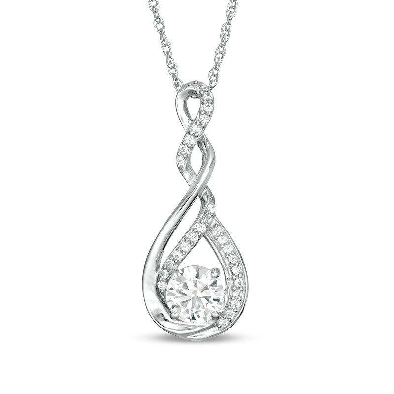 6.0mm Lab-Created White Sapphire Twist Infinity Pendant in Sterling Silver