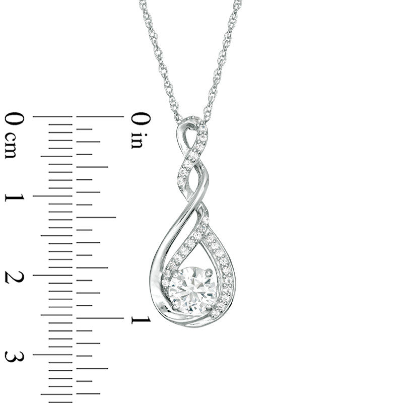 6.0mm Lab-Created White Sapphire Twist Infinity Pendant in Sterling Silver