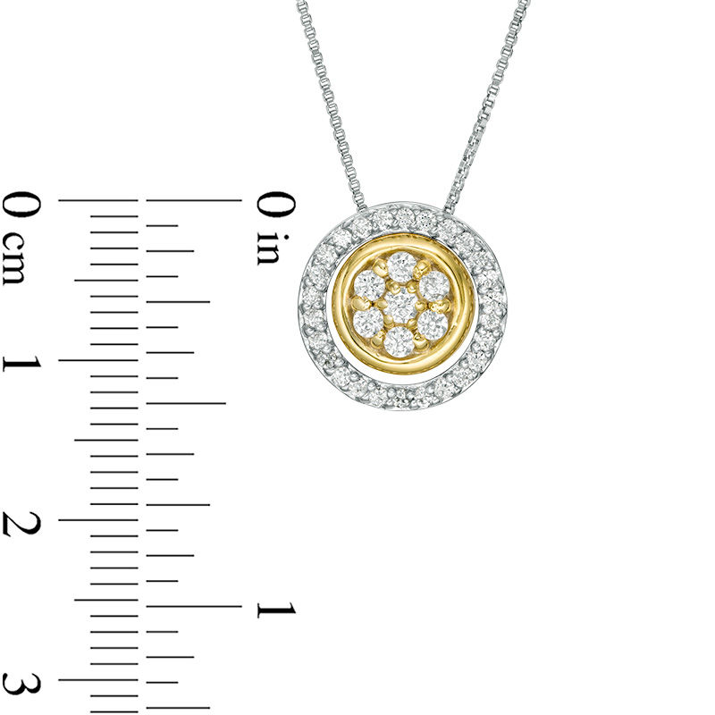 Convertibilities 0.37 CT. T.W. Composite Diamond Circle Three-in-One Pendant in Sterling Silver and 10K Gold