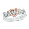 Thumbnail Image 0 of Convertibilities 0.147 CT. T.W. Diamond Heart "MOM" Three-in-One Ring in Sterling Silver and 10K Rose Gold