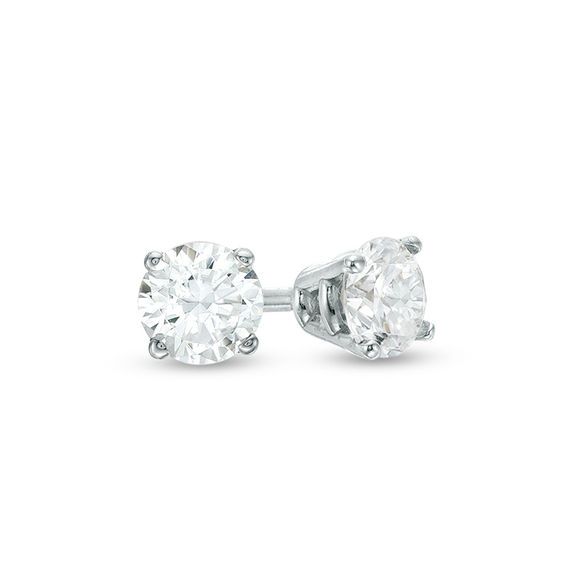 0.20 CT. T.W. Diamond Solitaire Stud Earrings in 10K White Gold ...