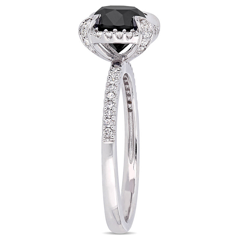 Main Image 2 of 1.99 CT. T.W.  Black and White Diamond Frame Engagement Ring in 10K White Gold