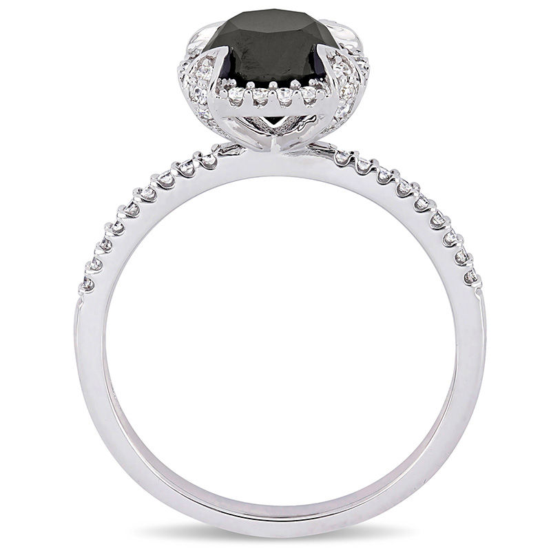 Main Image 3 of 1.99 CT. T.W.  Black and White Diamond Frame Engagement Ring in 10K White Gold