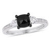 Thumbnail Image 0 of 1.09 CT. T.W. Cushion-Cut Black Diamond and White Sapphire Three Stone Engagement Ring in 10K White Gold