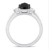Thumbnail Image 2 of 1.09 CT. T.W. Cushion-Cut Black Diamond and White Sapphire Three Stone Engagement Ring in 10K White Gold
