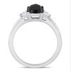 Thumbnail Image 3 of 1.09 CT. T.W. Cushion-Shaped Black Diamond and White Sapphire Three Stone Engagement Ring in 10K White Gold