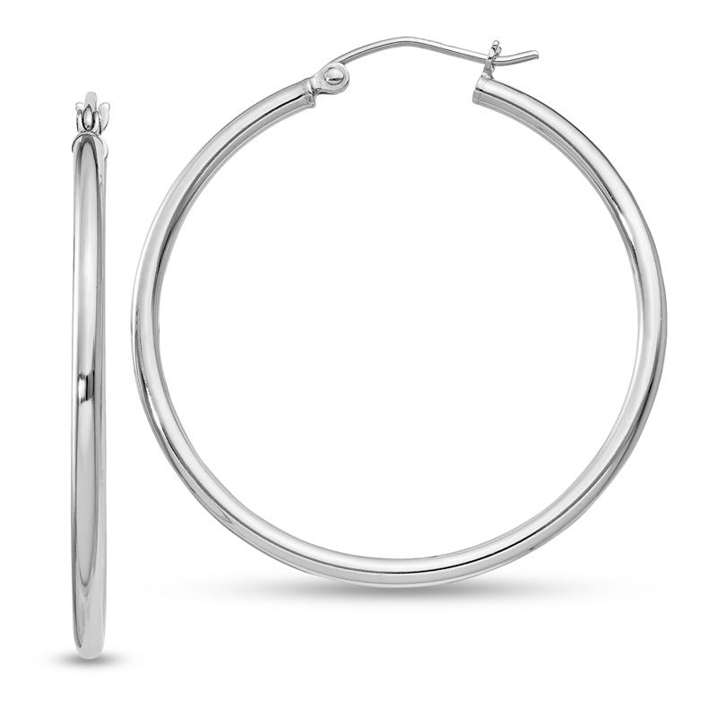 2.0 x 35.0mm Polished Hoop Earrings in Sterling Silver|Peoples Jewellers