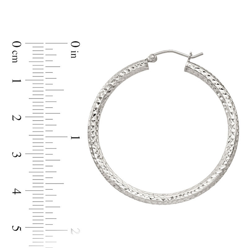 Main Image 2 of 40.0mm Diamond-Cut Hoop Earrings in Sterling Silver