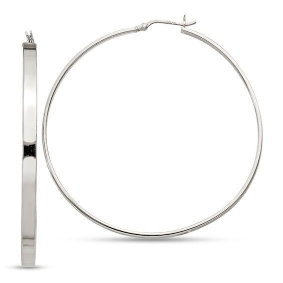 70.0mm Flat Hoop Earrings in Sterling Silver