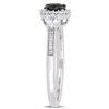 Thumbnail Image 2 of 0.60 CT. T.W. Black Diamond and White Sapphire Three Stone Frame Engagement Ring in 10K White Gold