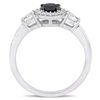 Thumbnail Image 2 of 0.60 CT. T.W. Black Diamond and White Sapphire Three Stone Frame Engagement Ring in 10K White Gold