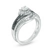 Thumbnail Image 1 of 0.45 CT. T.W. Enhanced Black and White Diamond Frame Bypass Swirl Bridal Set in 10K White Gold