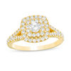 Thumbnail Image 0 of 0.95 CT. T.W. Diamond Double Cushion Frame Engagement Ring in 10K Gold