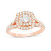 Thumbnail Image 0 of 0.95 CT. T.W. Diamond Double Cushion Frame Engagement Ring in 10K Rose Gold
