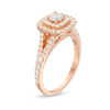 Thumbnail Image 2 of 0.95 CT. T.W. Diamond Double Cushion Frame Engagement Ring in 10K Rose Gold