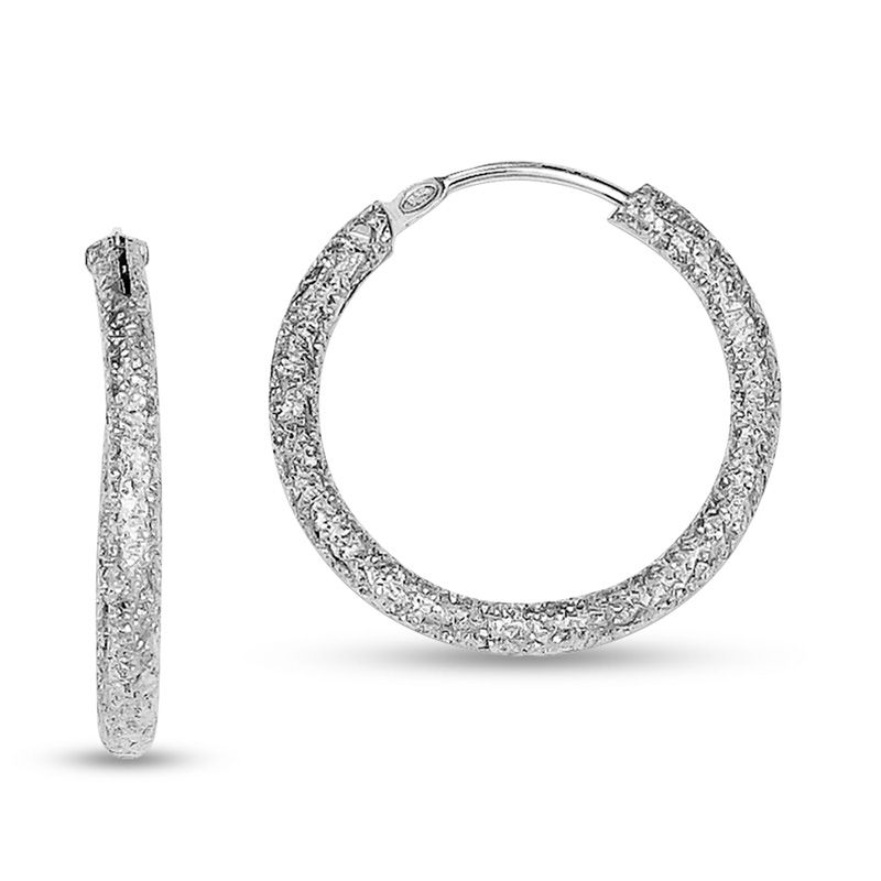 2.0 x 20.0mm Laser-Cut Endless Hoop Earrings in Sterling Silver|Peoples Jewellers