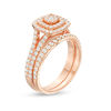 Thumbnail Image 2 of 0.95 CT. T.W. Composite Diamond Double Cushion Frame Bridal Set in 10K Rose Gold