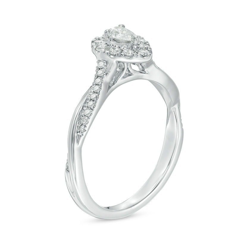 Main Image 2 of 0.40 CT. T.W. Pear-Shaped Diamond Frame Twist Engagement in 10K White Gold