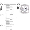 Thumbnail Image 2 of 5.0mm Lab-Created White Sapphire and 0.072 CT. T.W. Diamond Cushion Frame Stud Earrings in 10K White Gold