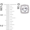 5.0mm Lab-Created White Sapphire and 0.072 CT. T.W. Diamond Cushion Frame Stud Earrings in 10K White Gold