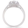 Thumbnail Image 2 of 6.0mm Lab-Created White Sapphire and 0.144 CT. T.W. Diamond Cushion Frame Ring in 10K White Gold
