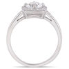 Thumbnail Image 3 of 6.0mm Lab-Created White Sapphire and 0.144 CT. T.W. Diamond Cushion Frame Ring in 10K White Gold
