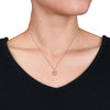 Thumbnail Image 3 of 6.0mm Morganite and 0.10 CT. T.W. Diamond Cushion Frame Pendant in 10K Rose Gold - 17"