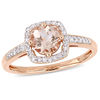 Thumbnail Image 0 of 6.0mm Morganite and 0.144 CT. T.W. Diamond Cushion Frame Ring in 10K Rose Gold