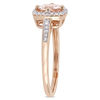 Thumbnail Image 1 of 6.0mm Morganite and 0.144 CT. T.W. Diamond Cushion Frame Ring in 10K Rose Gold