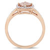 Thumbnail Image 2 of 6.0mm Morganite and 0.144 CT. T.W. Diamond Cushion Frame Ring in 10K Rose Gold