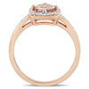 Thumbnail Image 3 of 6.0mm Morganite and 0.144 CT. T.W. Diamond Cushion Frame Ring in 10K Rose Gold