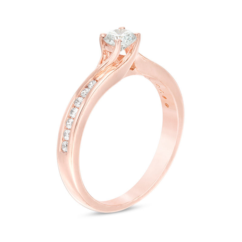 Main Image 2 of 0.50 CT. T.W. Diamond Bypass Engagement Ring in 14K Rose Gold
