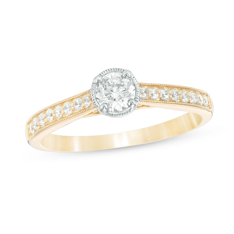 0.45 CT. T.W. Diamond Vintage-Style Engagement Ring in 10K Gold