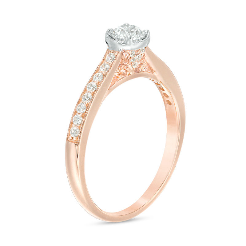 0.45 CT. T.W. Diamond Vintage-Style Engagement Ring in 10K Rose Gold