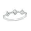 Thumbnail Image 1 of 0.10 CT. T.W. Diamond Tilted Square Twist Vintage-Style Band in 10K White Gold