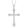 Thumbnail Image 0 of 0.20 CT. T.W. Diamond Vintage-Style Cross Pendant in 10K White Gold